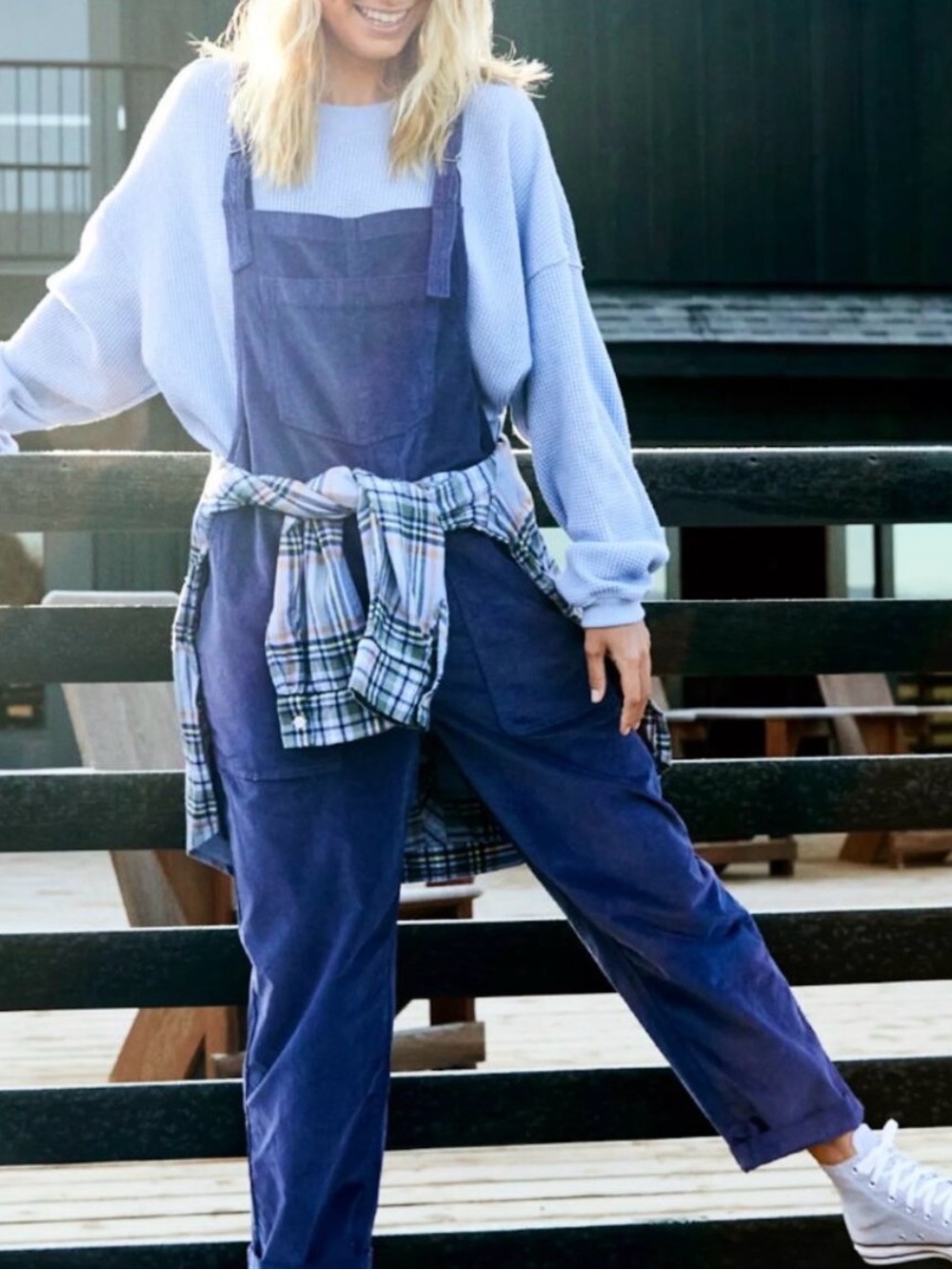 Aerie Womens Navy Blue Corduroy Overalls Size S Adjustable Strap Utility Bib